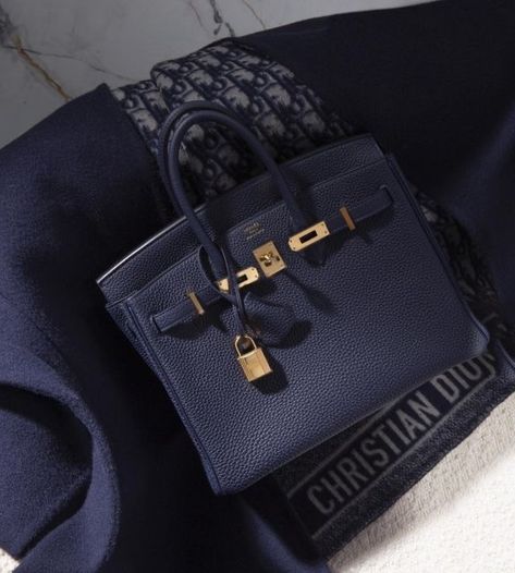 Blue Birkin, Navy Blue Bag, Blue Aesthetic Dark, Navy Girl, Blue Aura, Everything Is Blue, Luxury Bags Collection, Navy Baby, Birkin 25