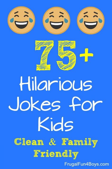 75+ Hilarious Jokes for Kids – Frugal Fun For Boys and Girls Kid Friendly Jokes, Lunchbox Jokes, One Liner Jokes, Kid Jokes, Questions For Kids, Kids Jokes, Family Jokes, Jokes To Tell, Funny Riddles