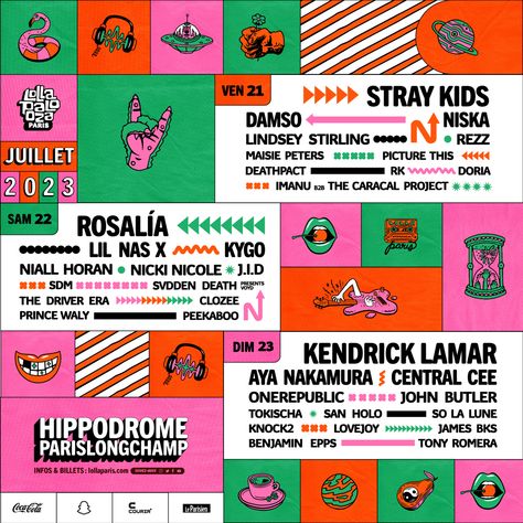 Lollapalooza Graphic Design, Festival Lineup Poster, Lollapalooza Poster, Lineup Graphic, Lineup Poster, Lollapalooza Paris, Festival Lineup, John Butler, Lollapalooza Chicago