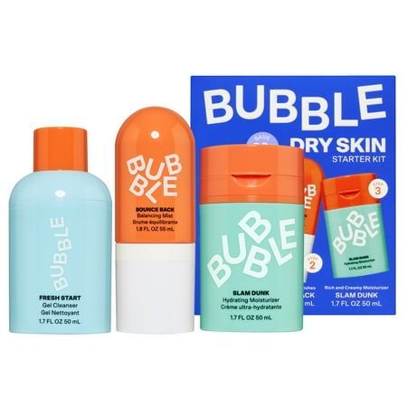 Bubble Skincare 3-Step Hydrating Routine Bundle, for Normal to Dry Skin, Unisex, Set of 3, Clear Bubble Face Care, Kid Friendly Skincare, Bubble Skincare Set, Trending Skincare Products, Popular Skincare Products, Kids Skin Care Products, All Bubble Products, Bubble Skincare Routine, Bubble Cosmetic