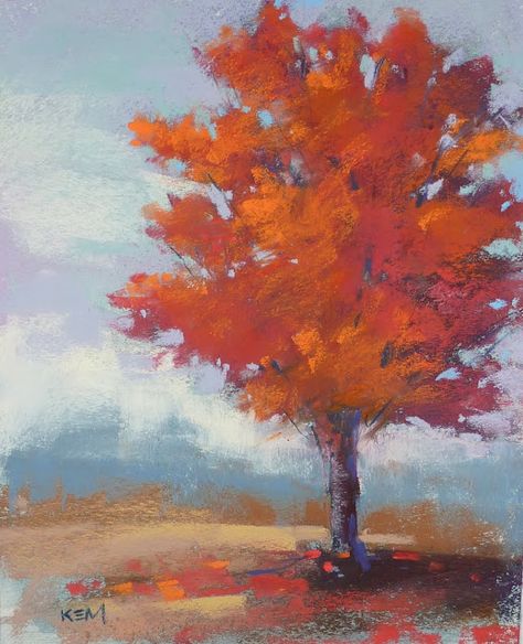 Painting My World: How To Paint a Red Tree Pastel Inspiration, Pastel Paint, Fall Tree Painting, Long Art, Fall Canvas Painting, Soft Pastel Art, Pastel Artwork, Original Pastel, Fall Inspiration