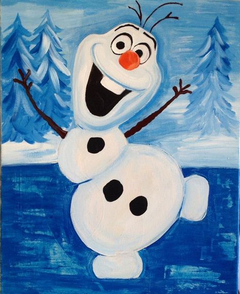 Frozen Painting, Kids Canvas Painting, Disney Canvas, Disney Paintings, Christmas Paintings On Canvas, Dekor Diy, Kids Art Class, Holiday Painting, Easy Canvas Painting