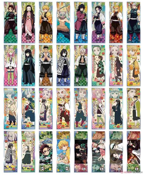 Demon Slayer: Kimetsu no Yaiba Long Sticker Gum (Set of 16) (Shokugan) Item picture1 Pola Kotak, Mini Posters, 7th Dragon, Anime Printables, Anime Poster, Demon King Anime, Demon Hunter, Anime Crafts, Demon Slayer Kimetsu No Yaiba