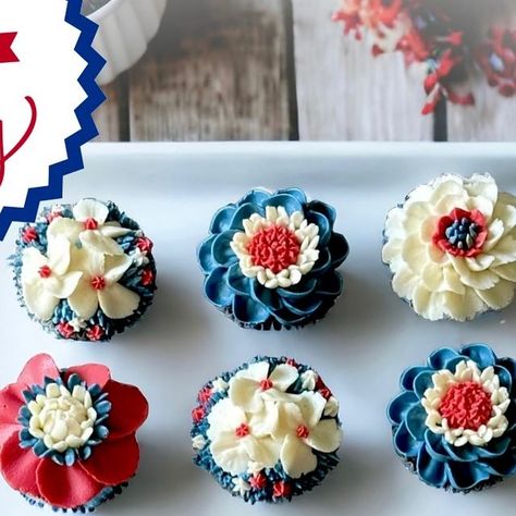 The Lilac Rose Cupcakery on Instagram: "🇺🇸Our Independence Day 🇺🇸 seasonal mini cupcakes are available for order on our website - and are offered at a special price in celebration of our great USA.  The 12-count box of mini cupcakes includes vanilla, chocolate and seasonal lemon flavors in fun patriotic designs.  Order online at https://thelilacrosecupcakery.com/products/independence-day-12-count.  We will close orders on June 29 or when fully booked.  Our cupcakes are always made from scratch with our own delicious recipes and quality ingredients -  and topped with designs made our signature an Italian Meringue Buttercream.  #IndependenceDaycupcakes #friscotx #friscobakery #dallasbakery" Italian Meringue Buttercream, Decorated Cupcakes, Patriotic Designs, Italian Meringue, Meringue Buttercream, Lilac Roses, Fully Booked, Flower Cupcakes, Vanilla Chocolate