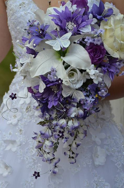 Brandi and Ryan - the bouquet Purple Wedding Bouquets, Beautiful Bridal Bouquet, Purple Bouquet, Bridal Bouquets, Purple Wedding, Black Wedding, Silk Flowers, Purple Flowers, Bridal Bouquet