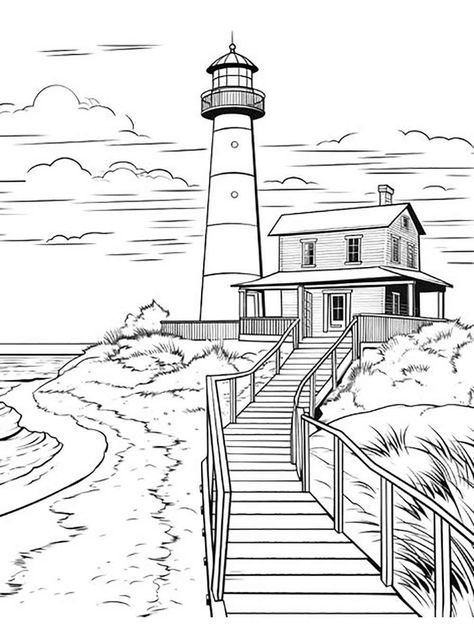 Lighthouse Coloring Pages, Traceable Drawings, Lighthouse Quilt, Lighthouse Sketch, Lighthouse Drawing, Lake Lighthouse, Rug Hooking Designs, Pencil Drawings Of Animals, Lighthouse Pictures