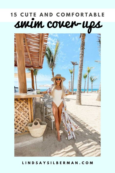 Whether you're going to a tropical resort or packing for a honeymoon, these cute swim cover-ups are ideal to tote along on your trip. Get lots of options for the best beach coverups for women to take on your next beach vacation. | best swimsuit coverups | best pool coverups | best beach cover ups for women | best cover up beach | best swimsuit cover ups | what to wear beach photos | what to wear beach vacation One Piece Bathing Suit Cover Up Ideas, Swimwear Cover Ups Resort Wear, Long Bathing Suit Cover Up, Classy Swim Cover Up, Bathing Suits And Cover Ups, Women’s Bathing Suit Cover Up, Cover Ups For One Piece Swimsuit, Trendy Cover Ups, Bathingsuit Coverups Beachwear