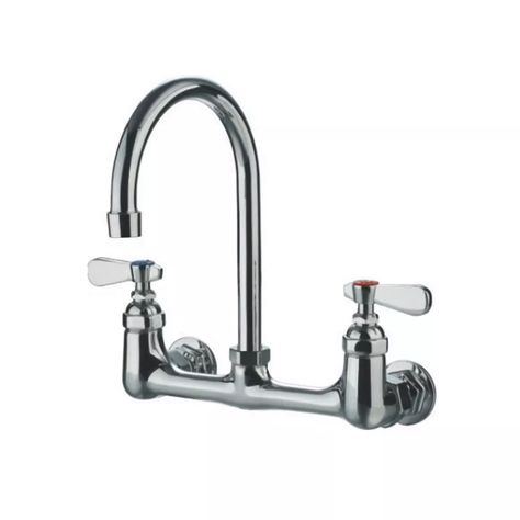 Randolph Morris Wall Mount Gooseneck Utility Faucet with Swivel Spout and Lever… Farm Sink Faucet, Cast Iron Farmhouse Sink, Farm Bathroom, Wall Mount Kitchen Faucet, Lobby Ideas, Wall Mounted Bathroom Sinks, Drainboard Sink, Vintage Tub, Condo Remodel