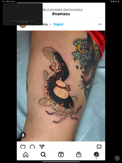 Namazu Tattoo, Japanese Woodblock, Japanese Tattoo, Catfish, Japanese Style, Koi, Watercolor Tattoo, Art Reference, Tattoo Ideas