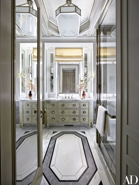 Glamorous Vanity, Flooring Renovation, Marble Floors, Manhattan Apartment, Marble Flooring, Foyer Decorating, Design Statement, Marble Floor, Stil Inspiration