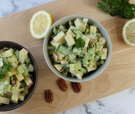 Vegan Waldorf Salad Vegan Waldorf Salad, Bright Line Eating Recipes, Waldorf Salad, Cashew Cream, Eating Recipes, Vegan Condiments, Nutritional Yeast, Small Bites, Bite Size