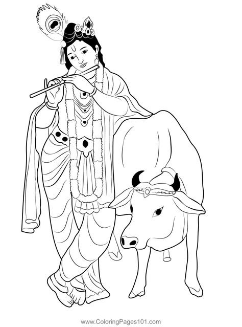 Krishna 1 Coloring Page Krishna Coloring Pages, Dog Drawing Simple, Fineliner Art, Krishna Consciousness, Glass Painting Patterns, Lotus Flower Art, Black Canvas Paintings, Dancing Drawings, Color Drawing Art