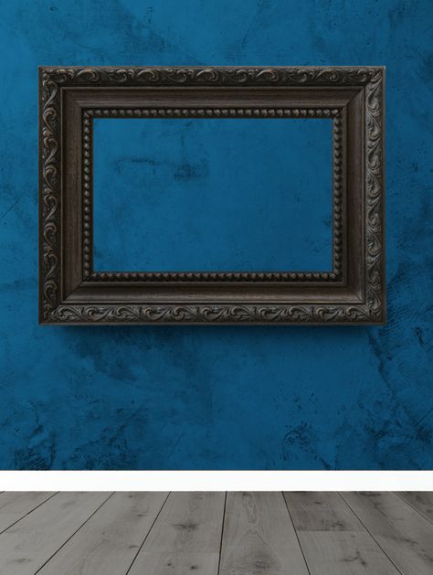 White Square Frame, Wall Blue, Baroque Frame, Wooden Living Room, Modern Picture Frames, Victorian Frame, Baroque Frames, Blank Photo, Mockup Frame