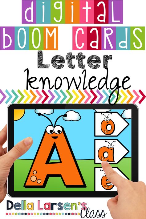 Alphabet activities that are fun for preschoolers! Digital Boom cards make learning the alphabet feel like playing a game. This paperless activity has a video followed by self-checking task cards. Each slide has a sound feature. Learn the alphabet in a fun new way. Smart Board Lessons, Preschool Number Worksheets, Ela Centers, Virtual Teaching, Kindergarten Prep, Alternative Education, Learn The Alphabet, Kindergarten Ela, Kindergarten Readiness