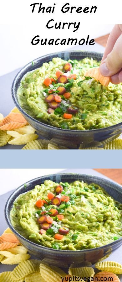 Thai Fusion Food Idea, Thai Fusion Food, Guacamole Dip Recipes, Asian Fusion Recipes, Vegan Dips, Vegan Starters, Fusion Recipes, Clean Eating Vegan, Thai Curry Paste