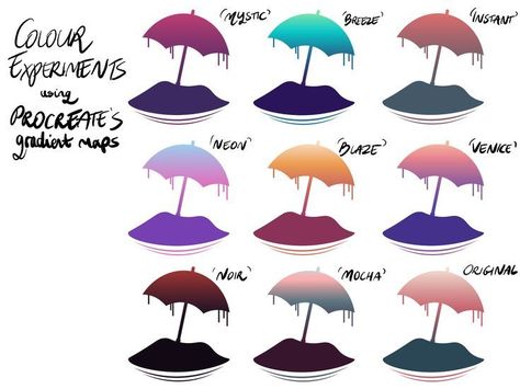 Colour experiments . #Procreate_Gradient_Map #Procreate_Gradient #Colour_Experiments #Gradient_Map Procreate Gradient Map, Colour Experiments, Gradient Map, Reference Board, Summer Presets, Art Help, My Logo, Summer Rain, Drawing Tips