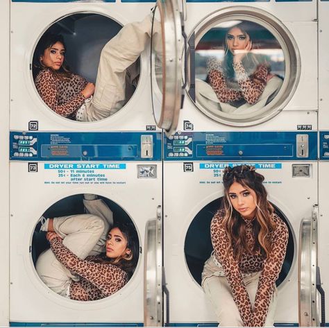 Laundry Photoshoot Ideas, Laundry Matt Photoshoot, Washing Machine Photoshoot, Laundrette Photoshoot, Laundry Room Photoshoot, Washing Machine Aesthetic, Laundry Mat Photoshoot, Laundry Photoshoot, Laundromat Photoshoot