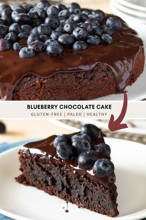 Blueberry And Chocolate Cake, Chocolate Cake With Blueberries, Blueberry Chocolate Dessert, Chocolate Blueberry Cake, Blueberry Chocolate Cake, Dairy Free Chocolate Cake, Healthy Cakes, Healthy Chocolate Cake, Chocolate Blueberry