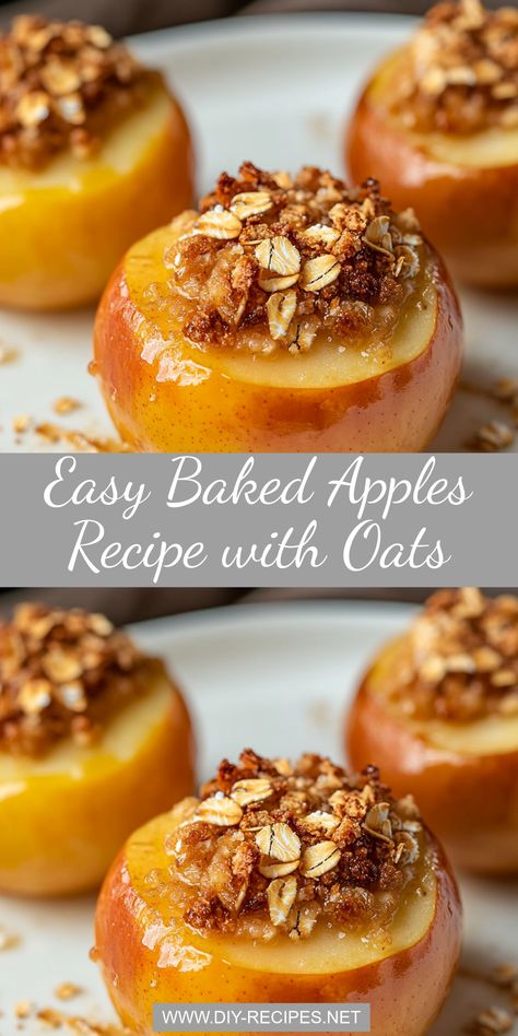 Try this easy baked apples recipe with a crunchy oat topping. A warm, delicious dessert ready in just 30 minutes! Easy Apple Crisp For One, Healthy Baked Apples With Oats, Apple Oat Dessert, Baked Apple With Oats, Bake Apples Recipe, Baked Whole Apples Recipe Oven, Red Apple Desserts Easy, Easy Baked Apples Healthy, Apples And Oats Recipes