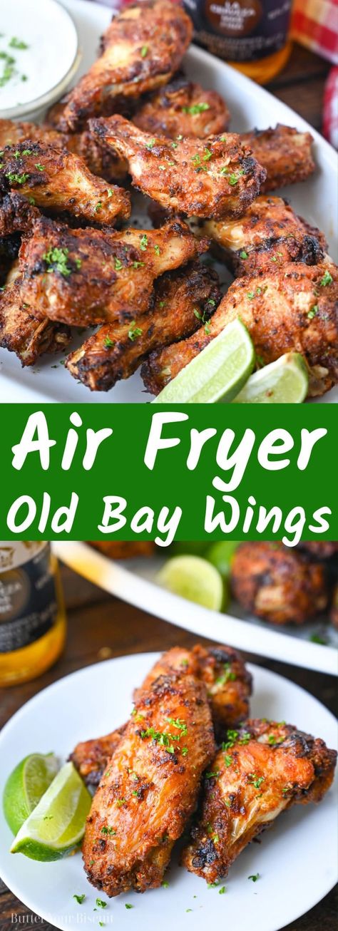 Old Bay Chicken Wings, Old Bay Chicken, Old Bay Wings, Air Fryer Recipes Chicken Wings, Air Fry Chicken Wings, Air Fryer Wings, Air Fryer Chicken Wings, Chicken Thigh Recipes Oven, Honey Sauce