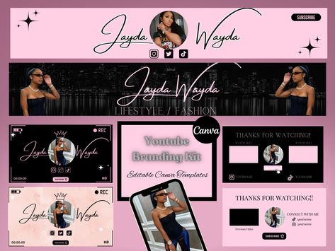 Get stunning YouTube branding templates for your channel. Customize colors, fonts, and text with Canva. #youtubebranding #youtubechannel #youtubeintro . #Girly_Youtube_Banner #Youtube_Banner_Aesthetic #Youtube_Essentials #Canva_Layout_Ideas Youtube Essentials, Canva Templates Ideas, Canva Layout Ideas, Youtube Branding Kit, Youtube Branding, Start Youtube Channel, Youtube Ideas, Small Business Instagram, Youtube Editing