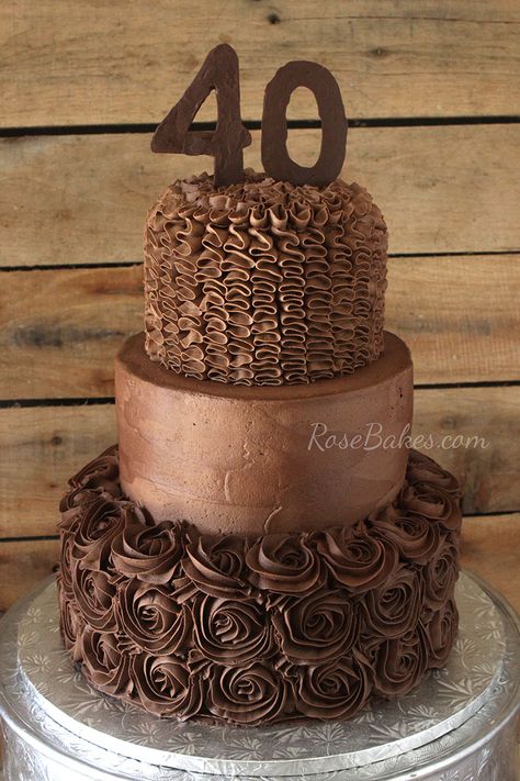 A Chocolate Chocolate 40th Birthday Cake.  Yes, it’s double chocolate   I couldn’t think of a more creative name for this cake, so that one will have to do.  It’s Day 8 of the Write 31 Days challenge and this post will be pretty short & sweet. 40 Birthday Cake, 60th Birthday Cake For Men, 40th Birthday Cake For Women, 40th Birthday Cakes For Men, Birthday Cake Roses, Cake Rose, 40th Birthday Cake, 40th Cake, Novelty Birthday Cakes