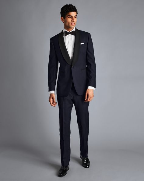 Shawl Collar Tuxedo Jacket - Midnight Blue Midnight Blue Suit, Navy Suits, Charles Tyrwhitt Shirt, Shawl Collar Tuxedo, Blue Suit Jacket, Smart Jackets, Dinner Suit, Blue Shawl, Blue Tuxedos