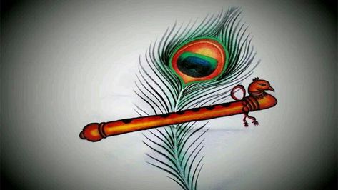 Story of The Birth of Sri Krishna | Everything You Wanted To Know Flute Drawing, Krishna Flute, Peacock Feather, Krishna