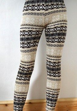 Cosy Snowflake Christmas Knitted leggings Black beige White Woolen Leggings, Knitted Leggings, Women Leggings, Snowflake Christmas, Leggings Women, Knit Leggings, Christmas Knitting, Knee High Sock, Black Leggings