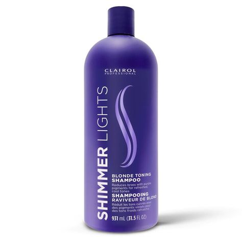 Shimmer Lights Conditioning Purple Shampoo - At-Home Hair Care Faded Highlights, Shimmer Lights Shampoo, Cool Blonde Tone, Purple Shampoo For Blondes, Brighten Whites, Blonde Silver, Curls With Straightener, Curl Hair With Straightener, Shampoo For Gray Hair