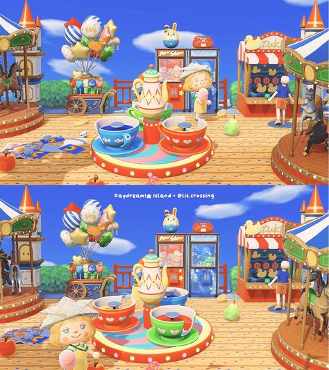 Acnh Fair Grounds, Acnh Circus Ideas, Acnh Funfair, Carnival Animal Crossing, Animal Crossing Carnival, Acnh Clowncore, Acnh Fair, Acnh Arcade, Acnh Carnival Ideas