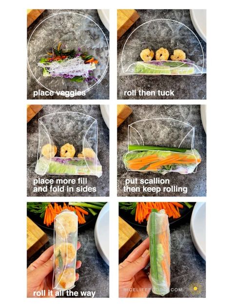 How to roll a fresh spring roll with rice paper wrapper. Macro Friendly Spring Rolls, Bulgogi Spring Rolls, Spring Rolls Meal Prep, Spring Rolls Ideas, Spring Rolls Filling Ideas, Fresh Spring Rolls With Peanut Sauce, Fresh Rolls With Peanut Sauce, Rice Paper Recipes Healthy, Spring Rolls Sauce