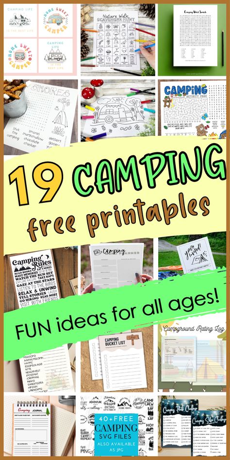 Camping Free Printables, Camping Scavenger Hunts, Camping Printables, Camping Coloring Pages, Camping Activities For Kids, Selfie Challenge, Camping Journal, Indoor Camping, Camping Photo