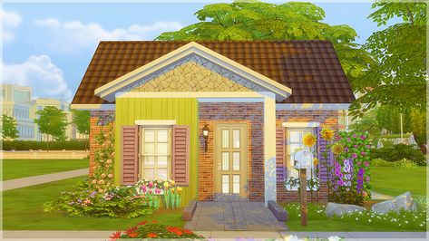 Sunflower Cottage, Cc Shopping, Colorful Cottage, Sims 4 House Plans, Sims 4 House Building, Sims 4 House Design, Casas The Sims 4, Sims Building, Sims House Plans