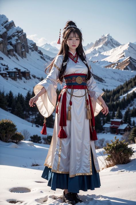 Wei Dynasty Clothing, Japanese Fantasy Clothes, Chinese Fantasy Clothing, Tibetan Traditional Clothing, Wuxia Character Design, Medieval Asia, Mongolian Traditional Clothing, Tibetan Clothing, Mongolian Clothing