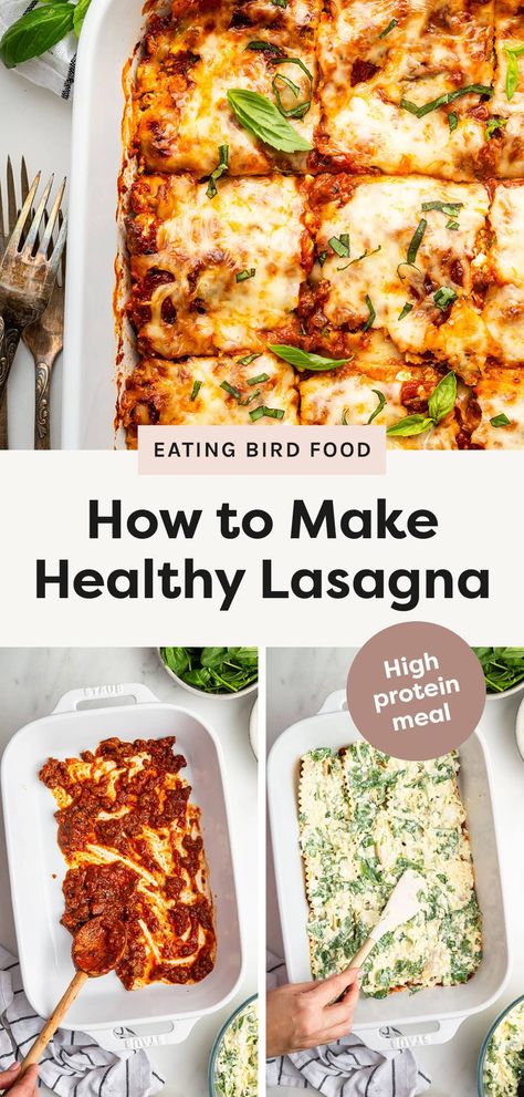 Healthy Lasagna Clean Lasagna Recipe, Healthy Lasagna Recipes Clean Eating, Healthier Lasagna Recipe, High Protein Lasagna, Protein Lasagna, Healthy Lasagna Recipes, Beef Lasagna Recipe, Chicken Lasagne, Healthy Lasagna