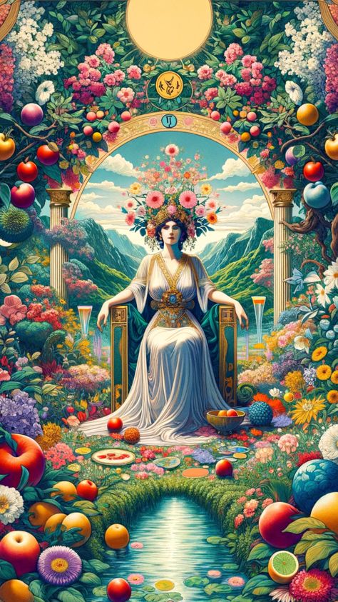 Embrace abundance, nurturing, and fertility with 'The Empress' tarot card. She represents creativity, growth, and the beauty of life in full bloom. Tap into your nurturing nature and cultivate harmony in all aspects of your world. 🌸🌿 #Tarot #Abundance #TheEmpress The Empress Tarot, The World Tarot Card, Empress Tarot Card, Empress Tarot, Esoteric Art, Healing Arts, Tarot Cards Art, The Empress, Tarot Art