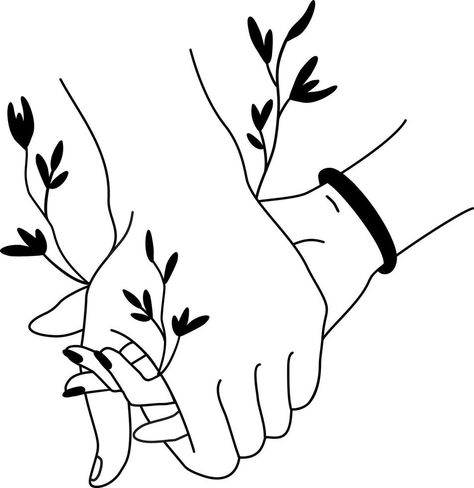 Romantic handshake. Two hands. Line art romantic touch of palms of lovers, symbol of togetherness and safety, vector illustration concept of togetherness and safety Lovers Symbol, Line Art Romantic, Boy And Girl Sketch, Hands Cartoon, Symbol Of Family, Family Protection, Love Vector, Hand Lines, Protect Family