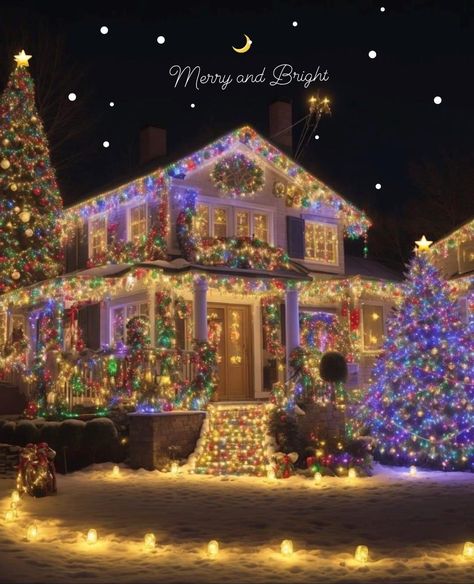 Houses With Christmas Lights Outside, Outdoor Christmas Decoration Ideas, Outdoor Decoration Ideas, Luxury Christmas Decor, Christmas Lights Outside, House Lights, Christmas Dreaming, Merry Christmas Pictures, Christmas Scenery