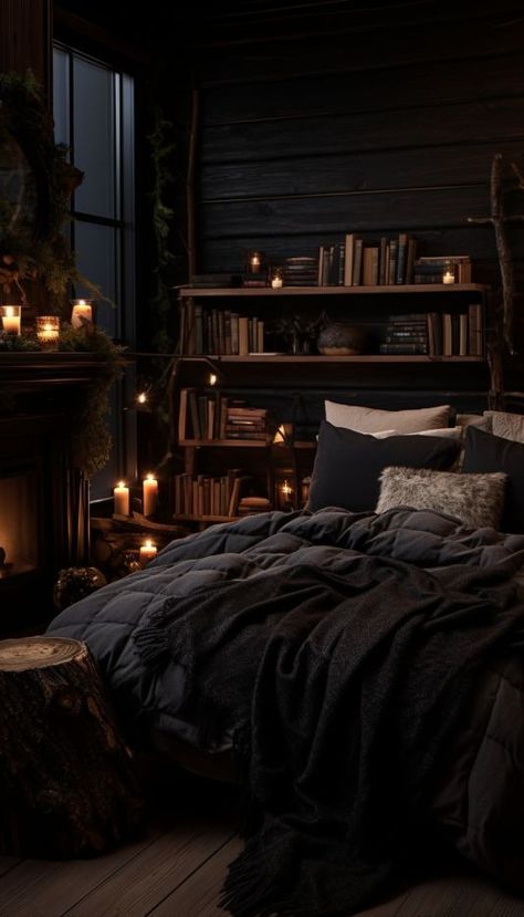 Moody Mansion, Moody Master, Dark Bedroom Aesthetic, Bedroom Moody, Dark Cozy Bedroom, Bedroom Tapestry, Bedroom Board, Forest Bedroom, Bedroom Romantic