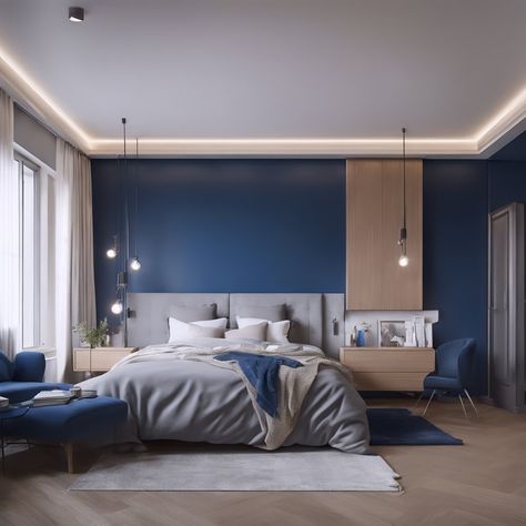 Colour Theme, Blue Theme, Interior Modern, Blue Tones, Color Themes, Modern Bedroom, Room Design, Royal Blue, Bedroom