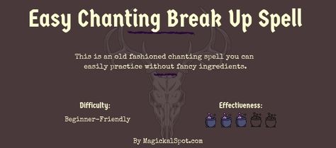 This is an old fashioned chanting break up spell you can easily practice without any experience and fancy ingredients. Find everything you need for this ritual on my blog. Break Them Up Spells Witchcraft, Spells To Break Up A Couple, Break Up Spells That Work Fast, Spell To Break Up A Relationship, Break Up Spells That Work, Break Them Up Spells, Hex Breaking, Break Up Spell, Dark Spells