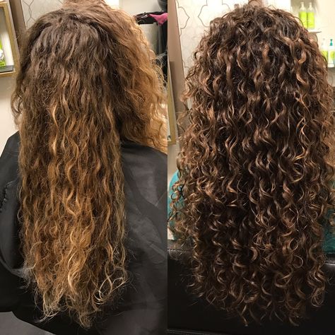 Left: Before Right: After Perms Before And After, Long Hair Perm, Curly Perm, Spiral Perm, Calendar Management, Medium Hair Styles For Women, Fitness And Health, Tight Curls, Hair Stylists