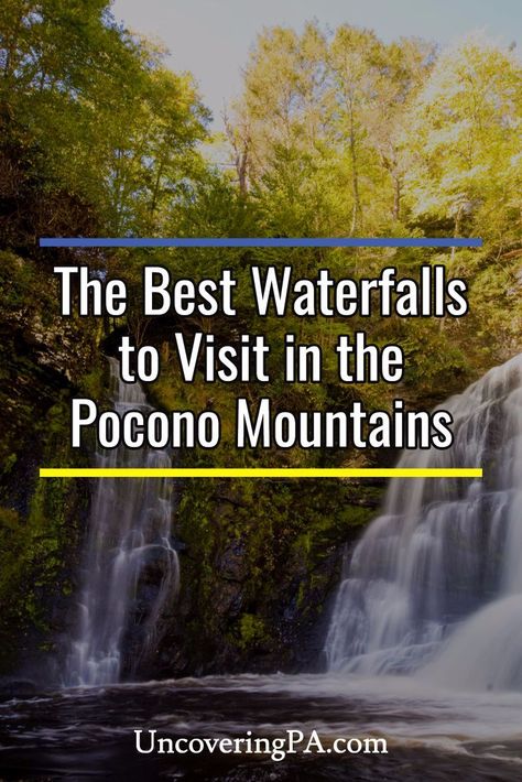 The best waterfalls in the Poconos of Pennsylvania via @UncoveringPA Poconos Vacation, Pennsylvania Waterfalls, Waterfall Photos, Things To Do In Pennsylvania, Camping In Pennsylvania, Camping In Texas, Hiking Places, Waterfall Pictures, The Poconos