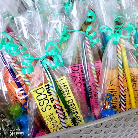 Bag 'Em Up! {Birthday in a Bag} | Primarily Speaking Birthday Treats For Students, Birthday Treats To Take To School, Birthday In School, Classroom Birthdays, Student Birthday Gifts, Class Birthdays, Student Birthdays, Classroom Birthday, 4th Grade Classroom