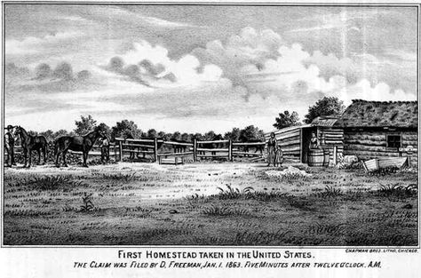 The First Homestead, by Addison Erwin Sheldon 1913 Homestead Act, The Homestead, Jan 1, At Midnight, The Union, January 1, American History, Nebraska, The One