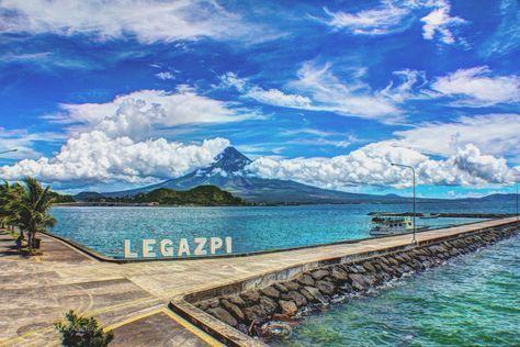 The Legazpi Boulevard  Legazpi City, Albay. Philippines Mt Mayon, Albay Philippines, Mayon Volcano, Legazpi City, Extreme Activities, Environmental Print, Puerto Princesa, Dive Resort, Skyline View