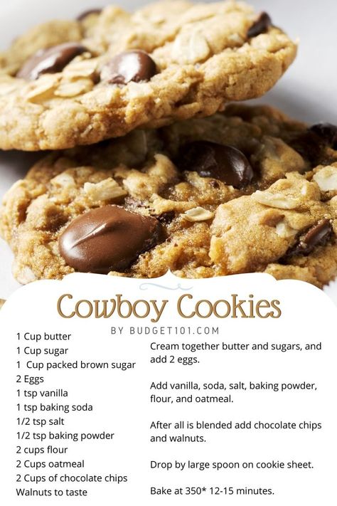 Laura Bush Cowboy Cookies, Cowboy Cookie Recipe, I Lost 100 Pounds, Cowboy Cookies, Bakery Ideas, Cookie Time, Lost 100 Pounds, Cookies Recipes Christmas, Cookies Recipes Chocolate Chip