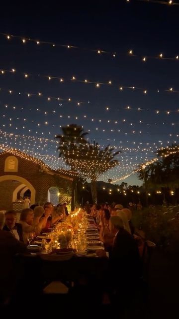 The Knot shared a post on Instagram: "Breathless over this moment under the stars. ✨🌙 #TheKnot | @TheKnot 🎥: @o.skifilms". Follow their account to see 9309 posts. Night In Venice Prom Theme, Backyard Wedding Night Lights, Midsummer Nights Dream Party Theme, Fairy Lights Backyard, Fairy Lights Wedding Reception, Bonfire Wedding, Party Tips And Tricks, Twinkle Lights Wedding, Outdoor Party Decor