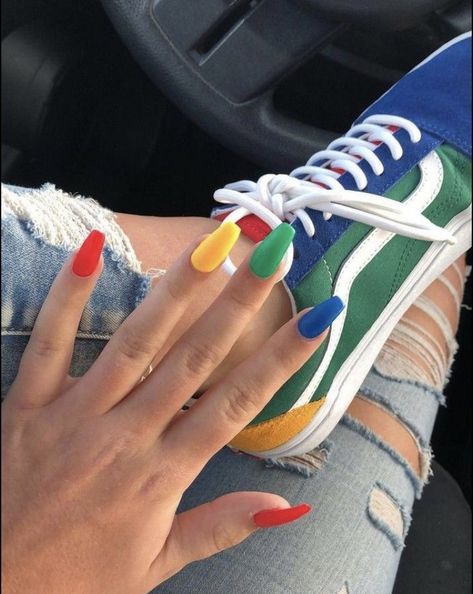 Colourful Acrylic Nails, Short Nail, Summer Acrylic Nails, Heart Nails, Dream Nails, Funky Nails, Artificial Nails, Best Acrylic Nails, Nails Designs